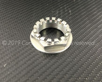 Genuine Ducati M33 rear wheel nut / castle. Ducati Part-no. 75012111AA repl. 75011581AA, 75011581A, 75010181C & 75010181A.