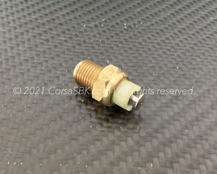 Genuine Ducati thermistor, water temperature sensor / switch. Fitted to the water hose union. Ducati part-no: 55210442A replaces 55210441A & 800053249.